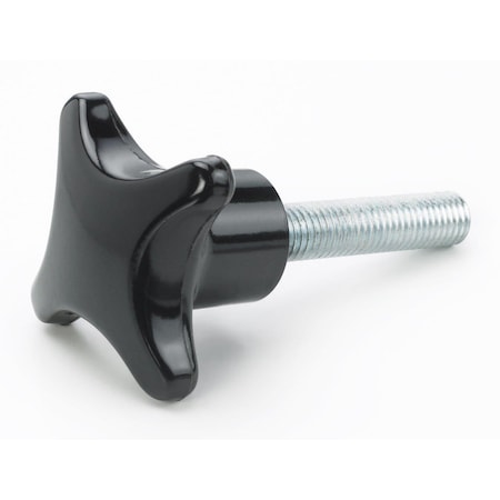 Morton Black Plastic Metric Star Knob, M10 x 35mm Thread, 50mm Diameter, Plated Steel Screw PHK-41035